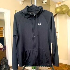 UNDER ARMOUR BLACK FULL ZIP COWL NECK HEAT GEAR LIGHT WEIGHT JACKET